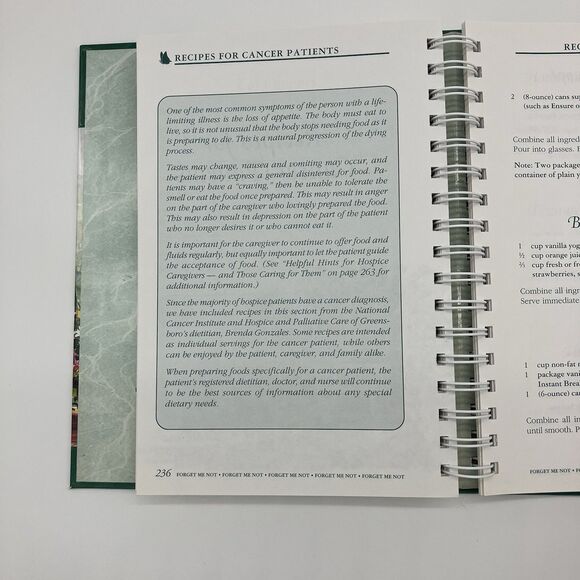 Forget Me Not Cookbook From Hospice Care Greensboro NC Memories/ Comfort Food - Picture 9 of 16